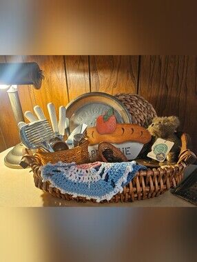 Farmhouse Basket W/ Utensils, Boyds Bear, Wooden Decor And More